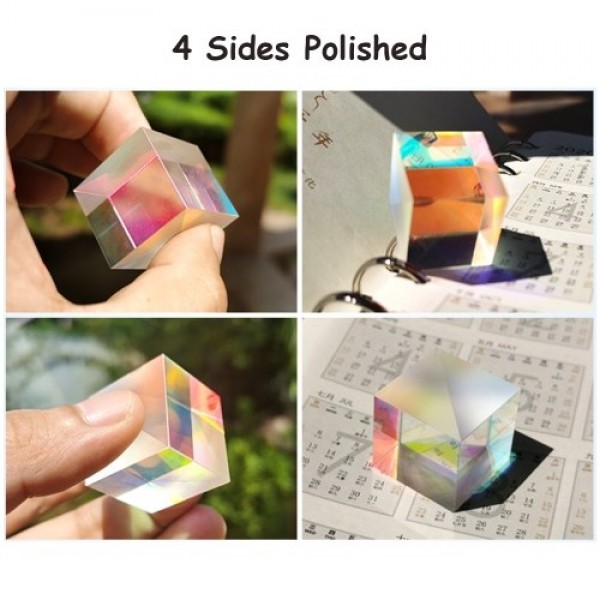 Optical Color Cube Prism 1 Inch Multi-Color Toy and Desktop Decor Used for Physics Science Photography Decoration Adults and Kid