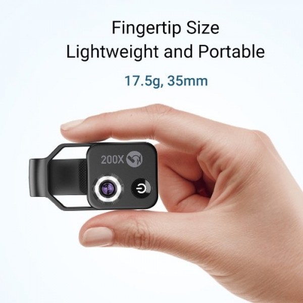 200X Portable Microscope Universal Mobilephone Microscope with 6 LED Lights 2 Level Brightness Adjustable No Need APP Multifunct