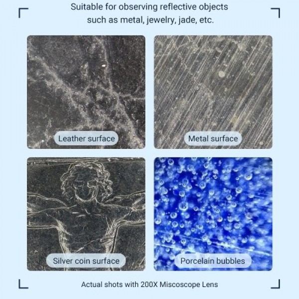 200X Portable Microscope Universal Mobilephone Microscope with 6 LED Lights 2 Level Brightness Adjustable No Need APP Multifunct