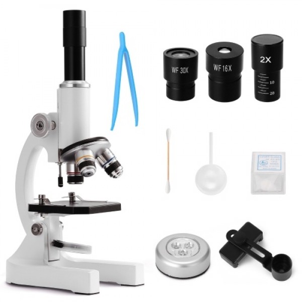64X-2400X Monocular Optical Microscope Elementary School Children Science Experimental Biology Teaching Microscope Children Birt