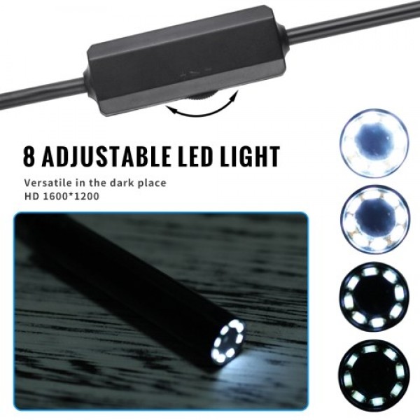 8mm Wireless Endoscope Camera IP68 Waterproof WiFi Inspection 2.0MP HD 8 LED Semi-Rigid Cable Borescope for iPhones iPads Androi