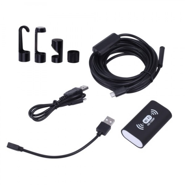 8mm Wireless Endoscope Camera IP68 Waterproof WiFi Inspection 2.0MP HD 8 LED Semi-Rigid Cable Borescope for iPhones iPads Androi