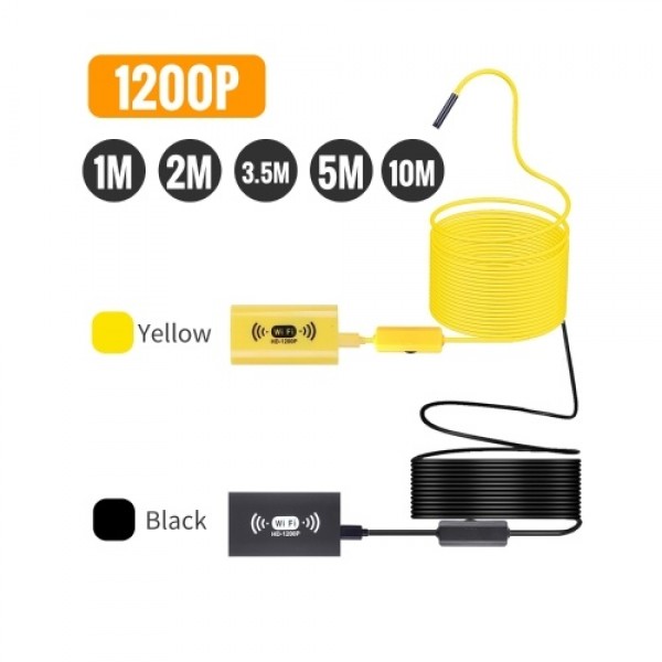 8mm Wireless Endoscope Camera IP68 Waterproof WiFi Inspection 2.0MP HD 8 LED Semi-Rigid Cable Borescope for iPhones iPads Androi