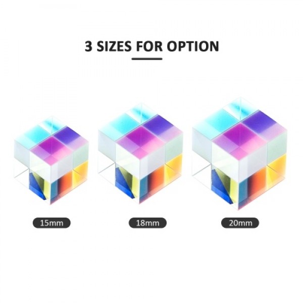 Optical Color Cube Prism 0.8 Inch for Option Multi-Color Toy and Desktop Decor Used for Physics Science Photography Decoration