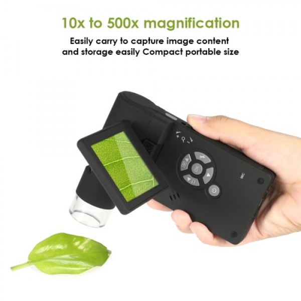 Professional Portable Handheld Mobile 3" LCD Digital Microscope 5M 10-500X up to 1200x By Digital Magnification Photo and Video 