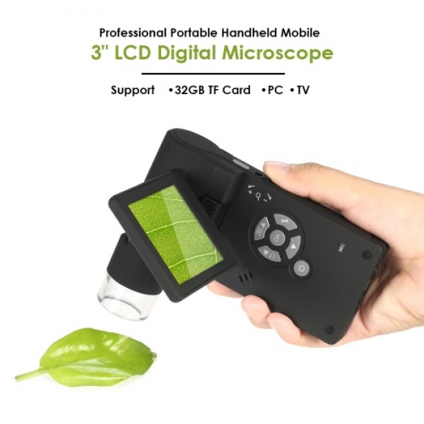 Professional Portable Handheld Mobile 3" LCD Digital Microscope 5M 10-500X up to 1200x By Digital Magnification Photo and Video 