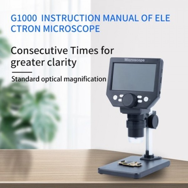 G1000 Digital Electron Microscope 4.3 Inch Large Base LCD Display 10MP 1-1000X Continuous Amplification Magnifier