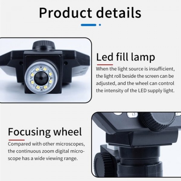 G1000 Digital Electron Microscope 4.3 Inch Large Base LCD Display 10MP 1-1000X Continuous Amplification Magnifier