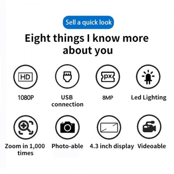 G1000 Digital Electron Microscope 4.3 Inch Large Base LCD Display 10MP 1-1000X Continuous Amplification Magnifier