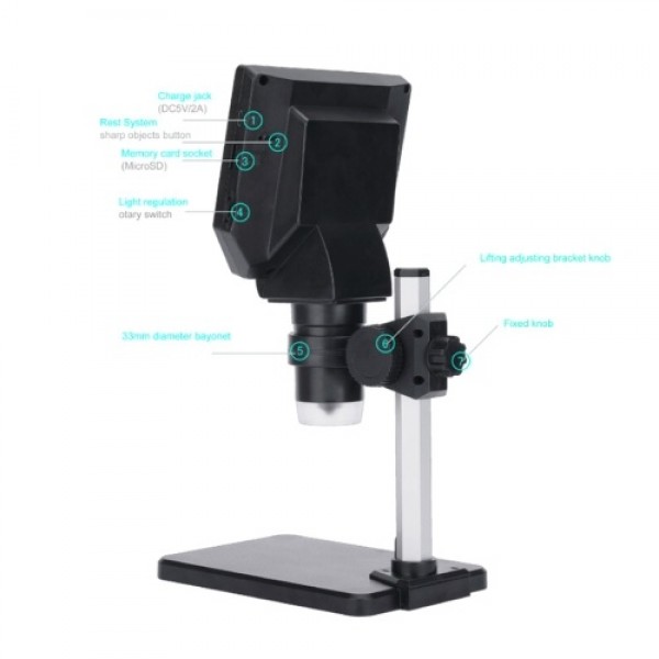 G1000 Digital Electron Microscope 4.3 Inch Large Base LCD Display 10MP 1-1000X Continuous Amplification Magnifier