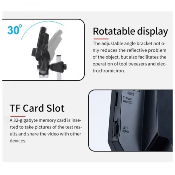 G1000 Digital Electron Microscope 4.3 Inch Large Base LCD Display 10MP 1-1000X Continuous Amplification Magnifier