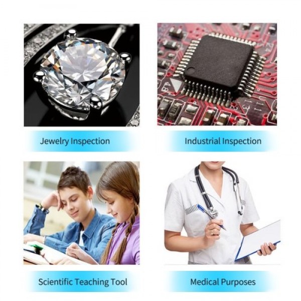 USB Digital Zoom Microscope Magnifier with OTG Function 8-LED Light Magnifying Glass 1600X Magnification with Stand