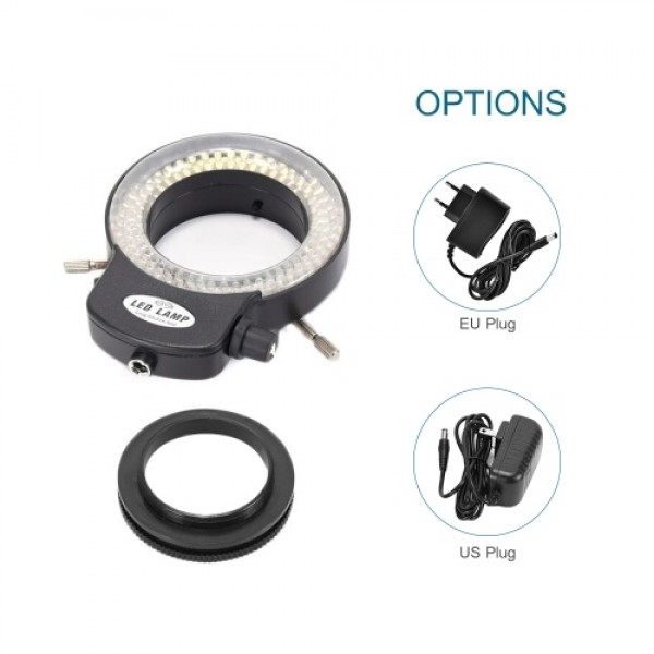 Variable 144 LED Ring Light for Stereo Microscope and Camera Adjustable Illuminator with Dimmer for Stereoscopic Microscope