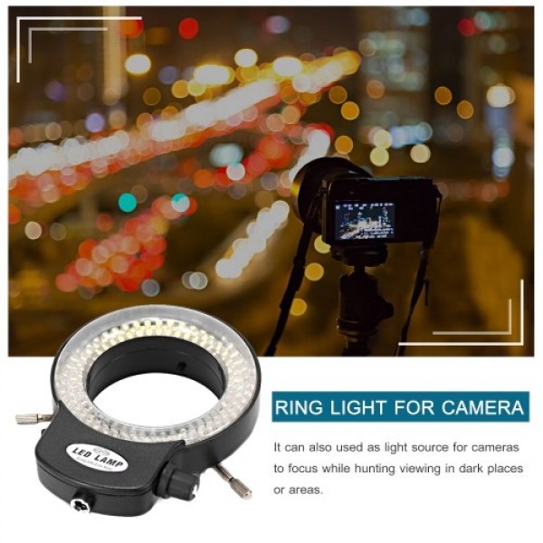 Variable 144 LED Ring Light for Stereo Microscope and Camera Adjustable Illuminator with Dimmer for Stereoscopic Microscope
