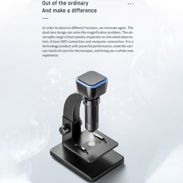 Portable Intelligent Digital Microscope 2000x Magnification Dual Lenses USB Rechargeable 5.0M Pixels High Clear