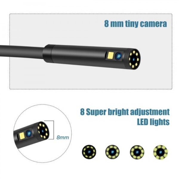 Handheld Endoscope 4.3 Inches IPS Screen 1080P High Definition IP68 Industrial Home Endoscopes with 9 LEDs 8mm Lens 2 Megapixels