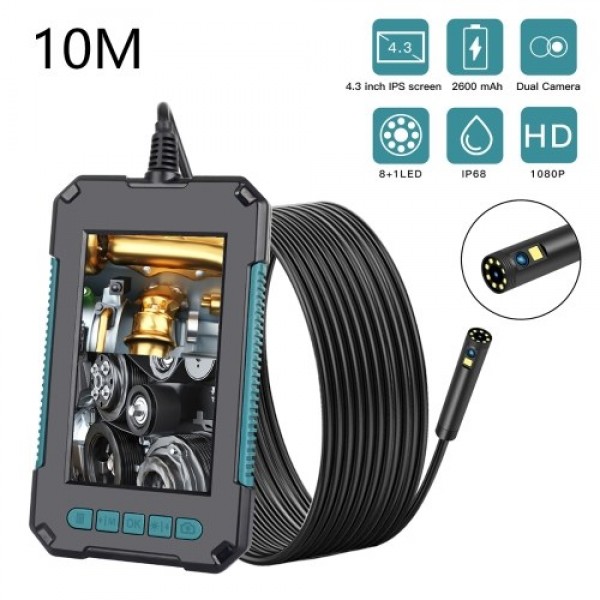 Handheld Endoscope 4.3 Inches IPS Screen 1080P High Definition IP68 Industrial Home Endoscopes with 9 LEDs 8mm Lens 2 Megapixels