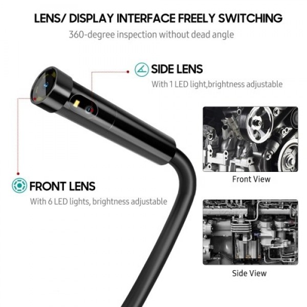 Wireless Endoscope 7.9mm Dual Lens 1080P Wi-Fi Endoscope Borescope Inspection Camera 2600mAh Battery IP67 Waterproof Probe and L