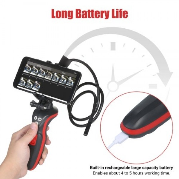 WiFi Industrial Endoscope 1080P HD Digital Borescope IP67 Waterproof Video Inspection Camera 2.78-feet Semi Rigid Snake Camera w