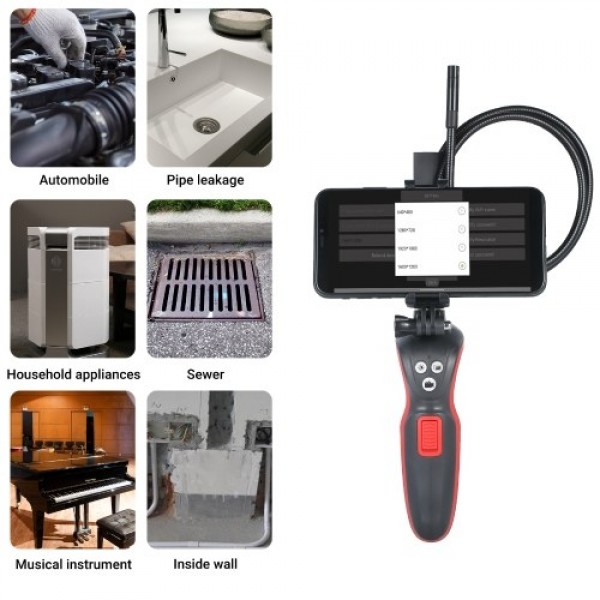 WiFi Industrial Endoscope 1080P HD Digital Borescope IP67 Waterproof Video Inspection Camera 2.78-feet Semi Rigid Snake Camera w