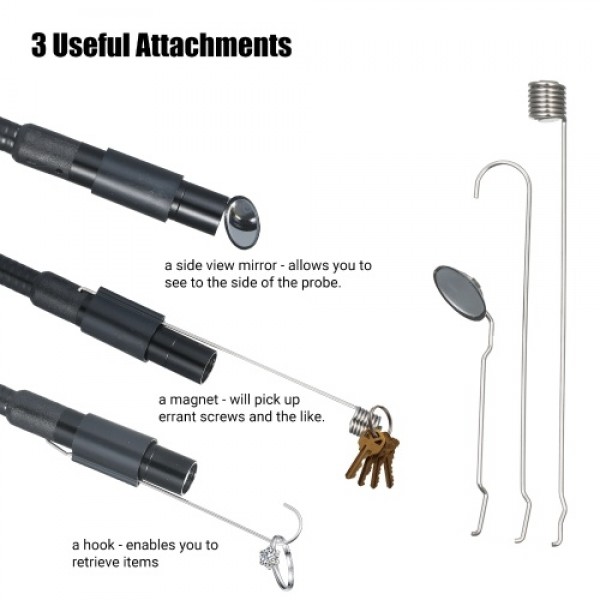 WiFi Industrial Endoscope 1080P HD Digital Borescope IP67 Waterproof Video Inspection Camera 2.78-feet Semi Rigid Snake Camera w