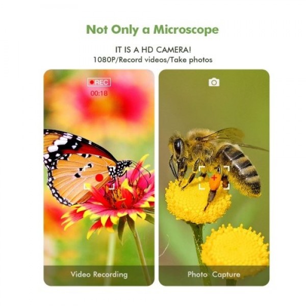 WiFi Digital Microscope HD 1080P Resolution 50 to 1000x Wireless Magnification Endoscope 8 LED Mini Camera with Updated Stand Po