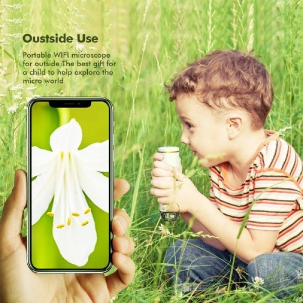 WiFi Digital Microscope HD 1080P Resolution 50 to 1000x Wireless Magnification Endoscope 8 LED Mini Camera with Updated Stand Po