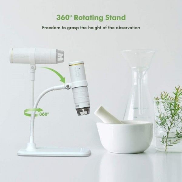 WiFi Digital Microscope HD 1080P Resolution 50 to 1000x Wireless Magnification Endoscope 8 LED Mini Camera with Updated Stand Po
