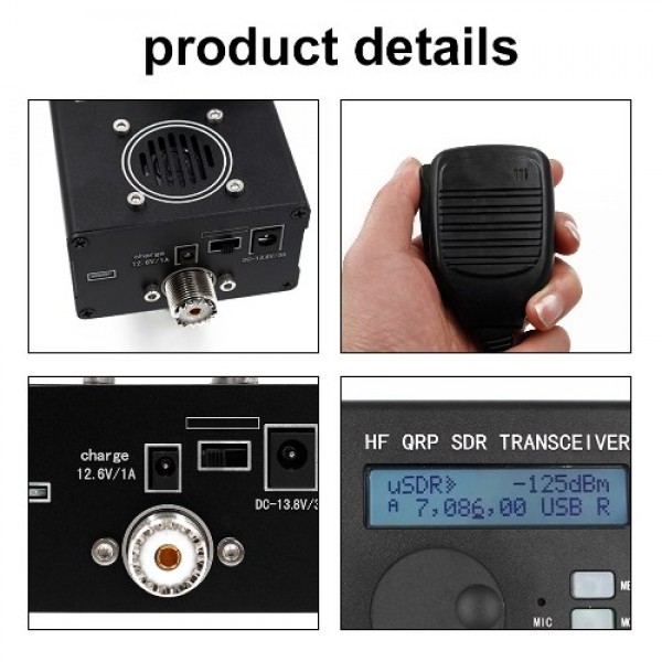 USDX USDR HF QRP SDR SSB/SW Transceivers  8-Band 5W DSP SDR HF Transceivers Built-in Microphone Speaker Aluminum Cover Ham Radio