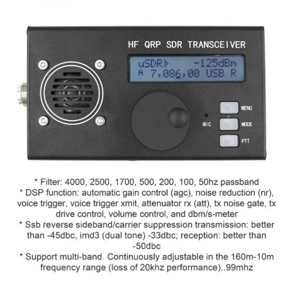 USDX USDR HF QRP SDR SSB/SW Transceivers  8-Band 5W DSP SDR HF Transceivers Built-in Microphone Speaker Aluminum Cover Ham Radio