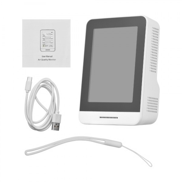 Air Quality Monitor CO2 Detector 5 in 1 IR Accurate Tester for CO2 TVOC HCHO Temperature Relative Humidity Real Time Reading wit