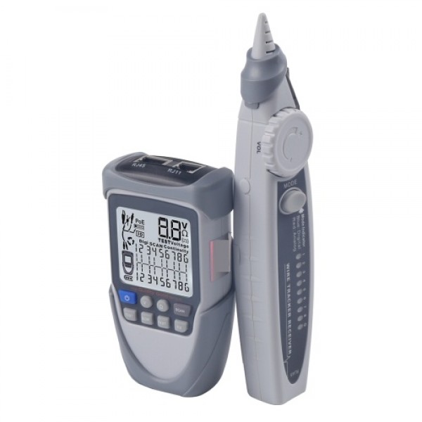 Handheld Portable Network Cable Tester LCD Large Screen Display Digital Wire Trackers Continuity Battery Voltage Polarity Checki