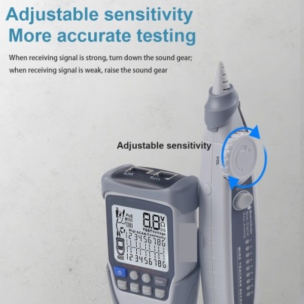 Handheld Portable Network Cable Tester LCD Large Screen Display Digital Wire Trackers Continuity Battery Voltage Polarity Checki