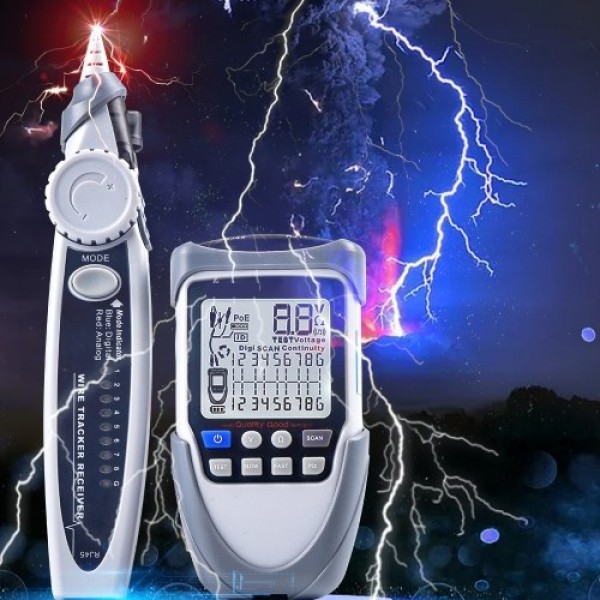 Handheld Portable Network Cable Tester LCD Large Screen Display Digital Wire Trackers Continuity Battery Voltage Polarity Checki