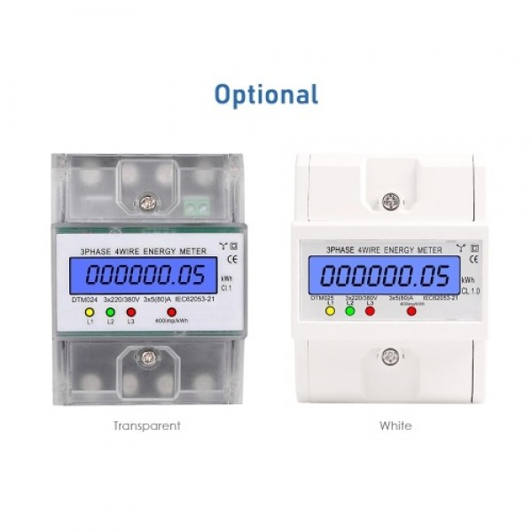 3 Phase 4 Wire Energy Meter 220/380V 5-80A Energy Consumption kWh Meter DIN Rail Installation Digital Electric Power Meter with 