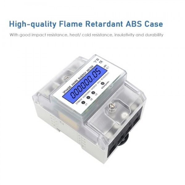 3 Phase 4 Wire Energy Meter 220/380V 5-80A Energy Consumption kWh Meter DIN Rail Installation Digital Electric Power Meter with 