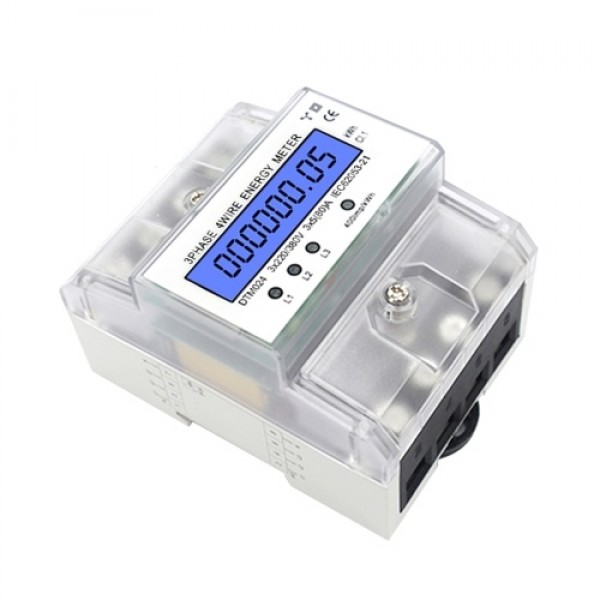 3 Phase 4 Wire Energy Meter 220/380V 5-80A Energy Consumption kWh Meter DIN Rail Installation Digital Electric Power Meter with 