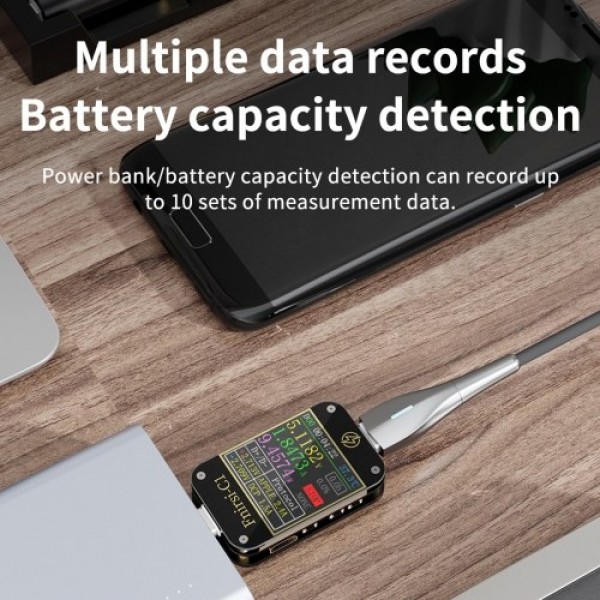 USB Power Meter Tester Type C USB Voltage Meter and Current Tester Multimeter BT Version 1.3 Inch Digital Color TFT Display 0-6.