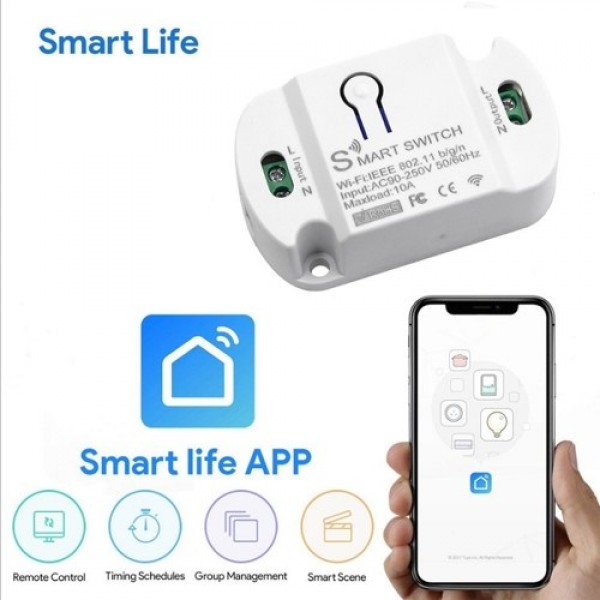 Mini Wi-Fi Switch Module 10A Wi-Fi Intelligent Relay Light Switch APP Remote Control Voice Control DIY Breaker Module Home Appli