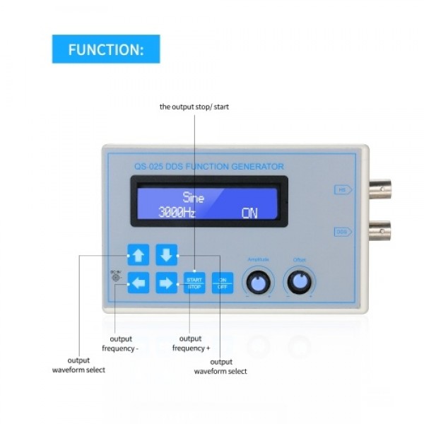 DDS Function Signal Generator Sine Square Triangle Sawtooth Wave Low Frequency LCD Display USB Cable DC9V 1Hz-65534Hz