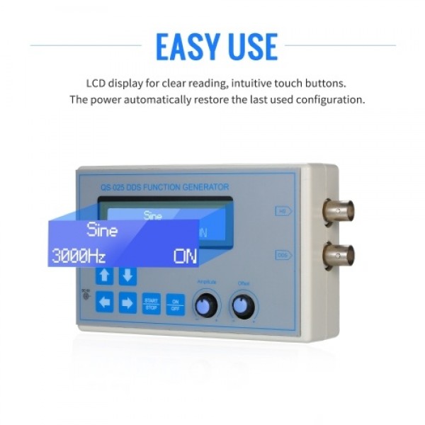 DDS Function Signal Generator Sine Square Triangle Sawtooth Wave Low Frequency LCD Display USB Cable DC9V 1Hz-65534Hz
