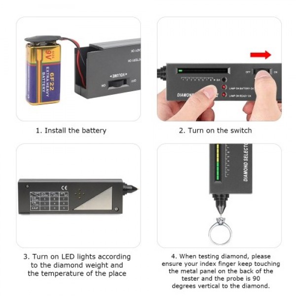 Diamond Tester Pen High Accuracy Diamond Tester with Case Jewerly Diamond Selector for Professional Novice Expert
