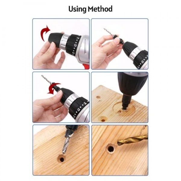 5PCS Countersink Drill Bit Set High Speed Steel with 1 Free Hex Key Wrench for Woodworking and Carpentry