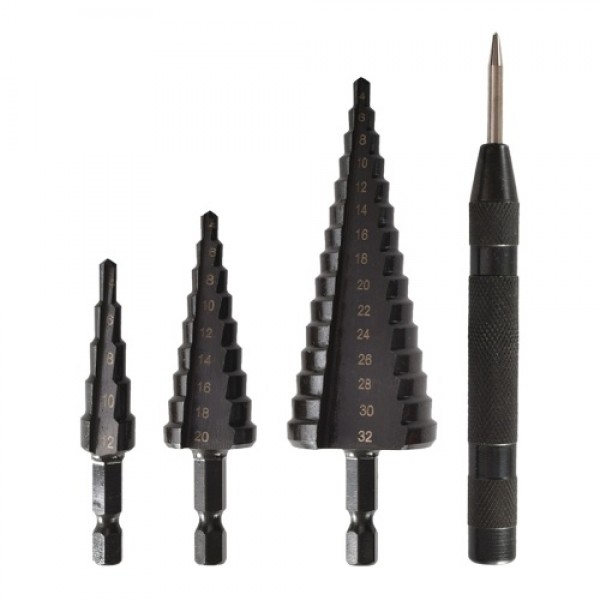 4PCS HSS Cobalt Stepped Drill Bit Set Practical Bl...