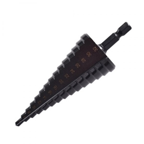 4PCS HSS Cobalt Stepped Drill Bit Set Practical Black Nitride Coated Metal Drilling Bits Kit for Thin Iron/Steel/PVC/Wood Panel