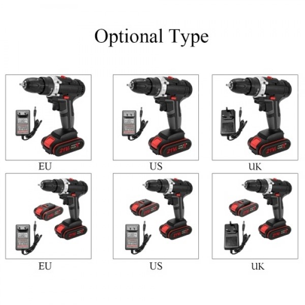 21V Multifunctional Electric Impact Cordless Drill High-power Lithium Battery Wireless Rechargeable Hand Drills Home DIY Electri