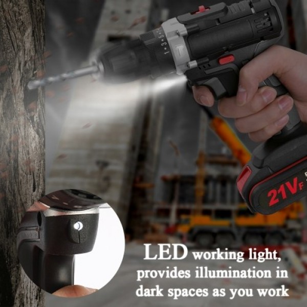 21V Multifunctional Electric Impact Cordless Drill High-power Lithium Battery Wireless Rechargeable Hand Drills Home DIY Electri