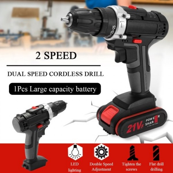 21V Multifunctional Electric Impact Cordless Drill High-power Lithium Battery Wireless Rechargeable Hand Drills Home DIY Electri