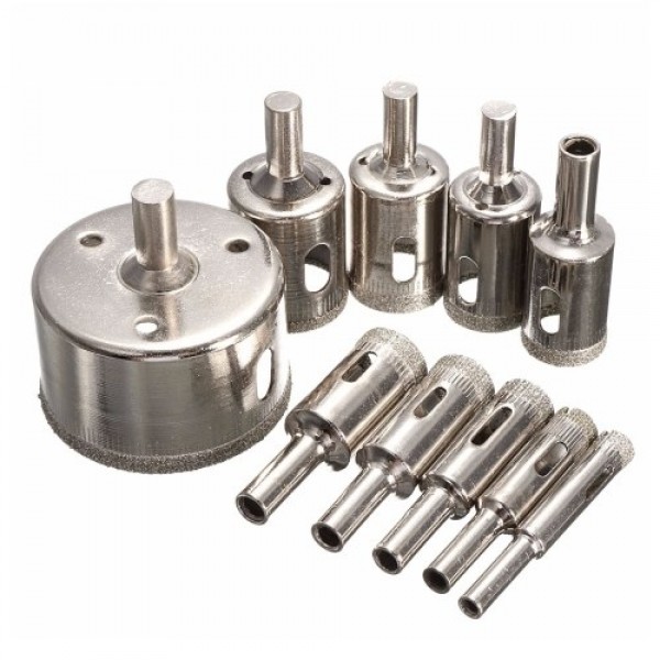 Diamond Drill Bit Set 10Pcs Hole Saw 8-25mm-50mm f...