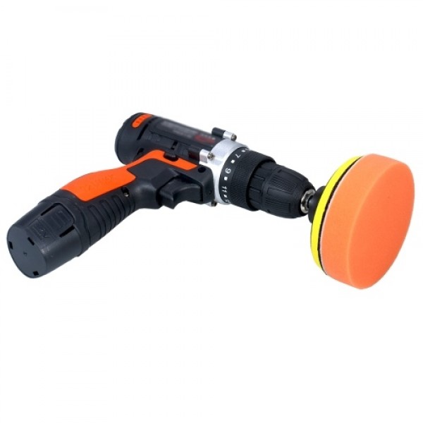 12V Cordless Drill / Driver Kit 1400rpm Variable Speed Polisher Car Buffer Waxer Set with Light Rechargeable Power Screwdriver w